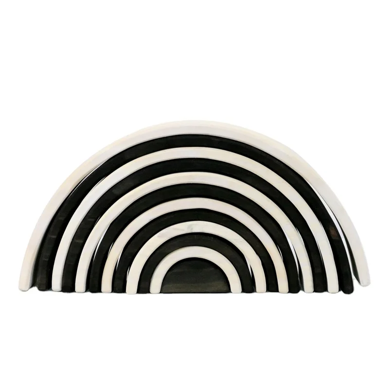 Factory sale wooden rainbow kids toys 12 rainbow stacker wholesale wooden rainbow building blocks wood toys in china