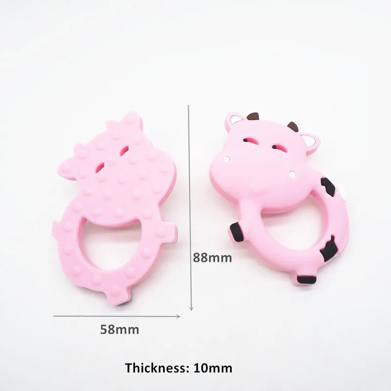 Custom Cartoon Lovely Silicone Milk Cow Teether DIY Baby animal Dummy Pacifier Sensory Funny Teething Toys