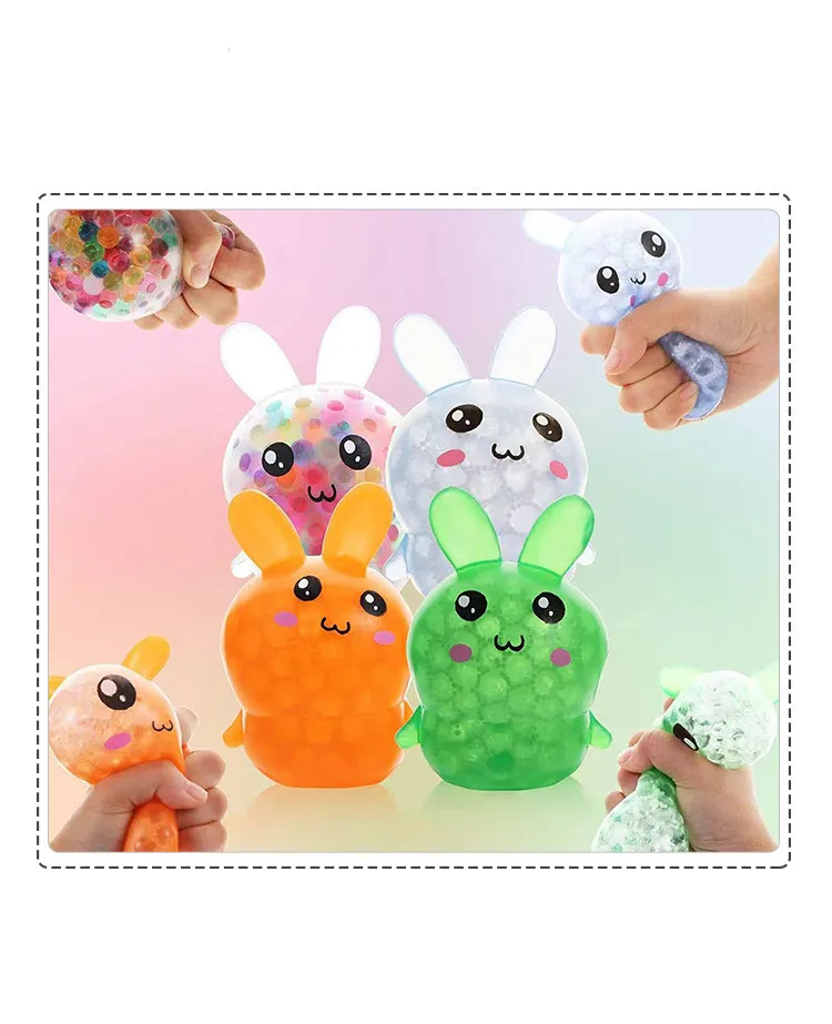 New Easter Bunny pressure ball squeeze pinch release ball decompression color beads decompression