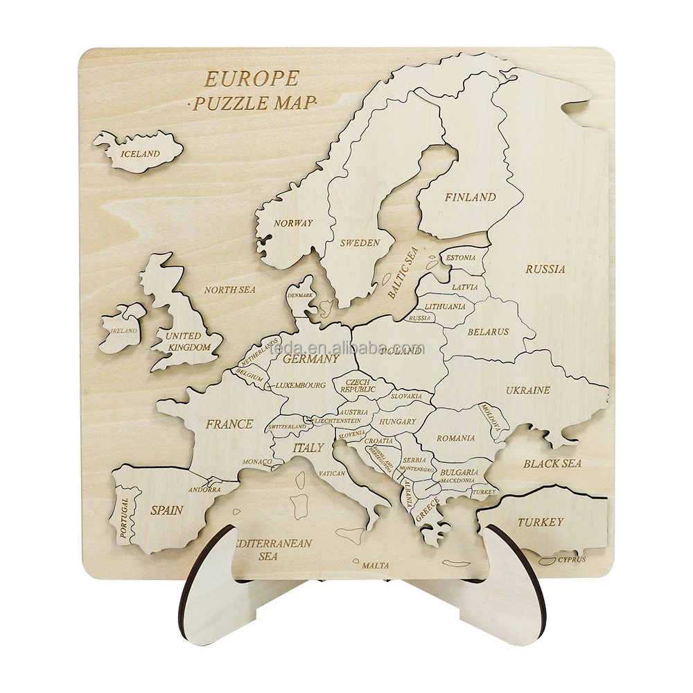 laser cut 3d wood puzzle wooden Europe map puzzle