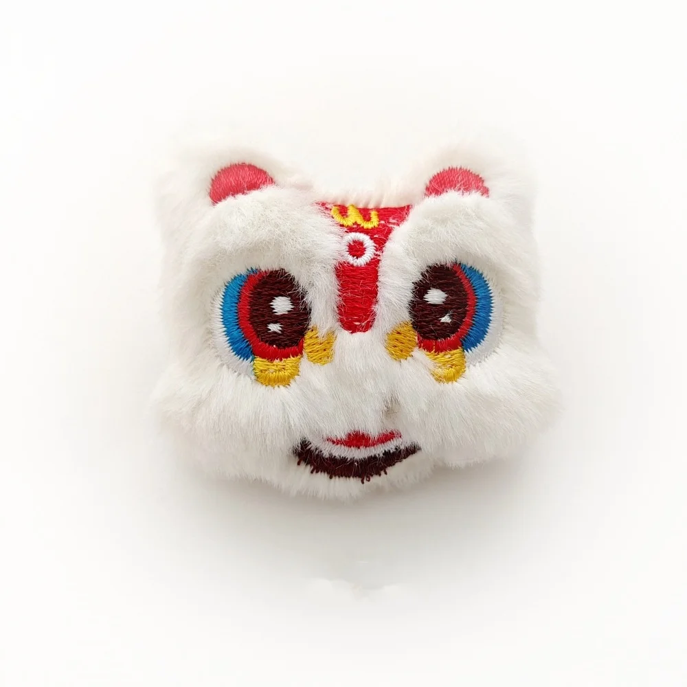 Chinese lion head brooch festive red delicate embroidery Chinese lion dance culture shirt clothes accessories brooch