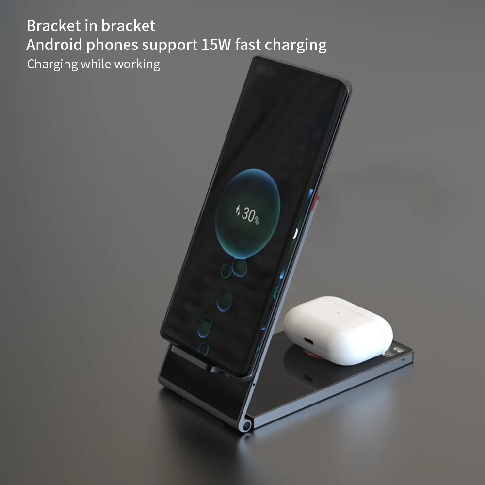 High tech trending products 2023 new arrivals Qi Wireless Charger Stand 3 In 1 Wireless Charger type c cable fast charging