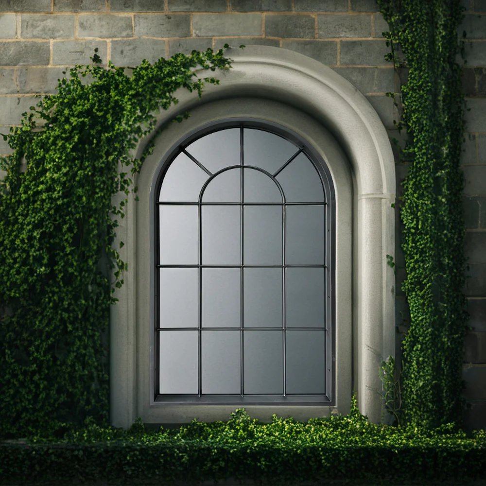 Customized Arch Head fixed steel windows with arch transom