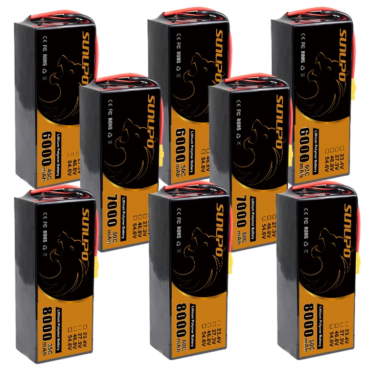 Huge Stock 6S lipo battery 22.2V 35C 45C 50C 60C drone battery 4000mAh 8000mAh FPV UAV battery with XT60 for 7/10 inch FPV drone