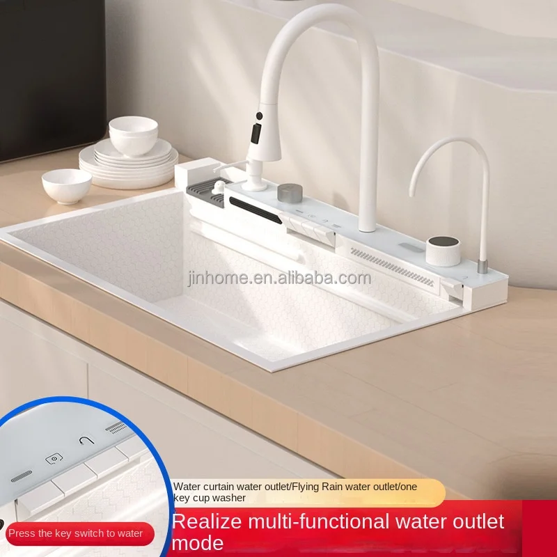 Popular Stainless Steel Kitchen Sink Smart Waterfall Kitchen Sink Modern Hand Made Kitchen Sink With Waterfall Faucet