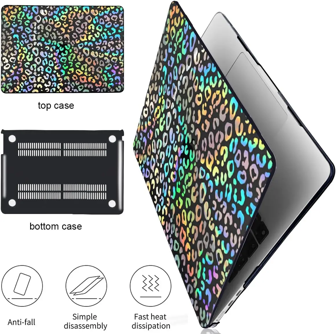 Custom Laser Print Pattern Glittery Clear Plastic Hard Shell Cover Case for MacBook Pro 13 A2338 A2289 A2251 A2159 A1989 A1706