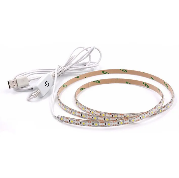 USB Powered DC 5V smd 3528 60leds/m White 6000K LED Strip with Touch Dimmer Control