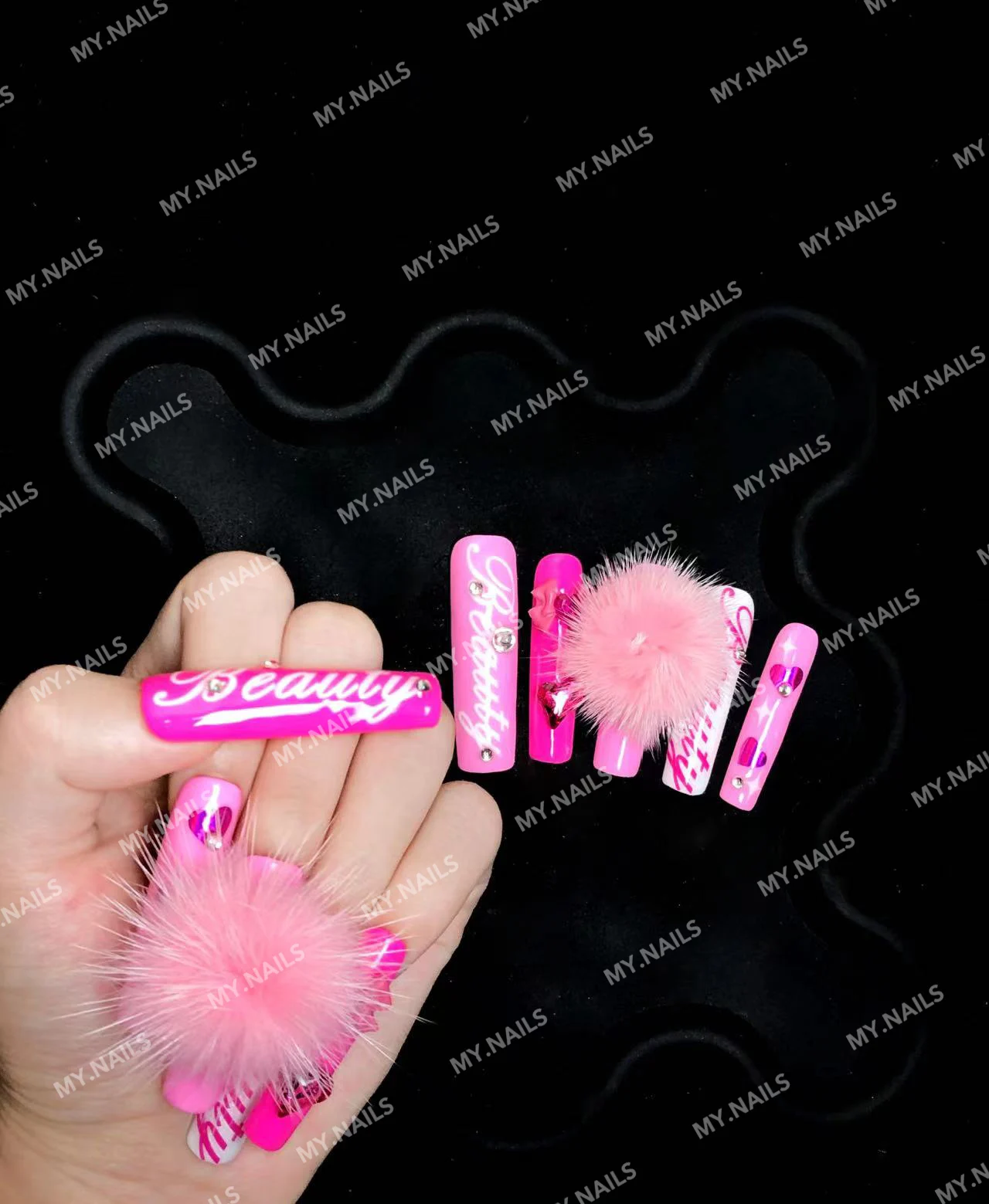 Free Samples Luxurious Press On Nails Handmade Custom Thick Acrylic Nails Artificial Fingernails With Rhinestones