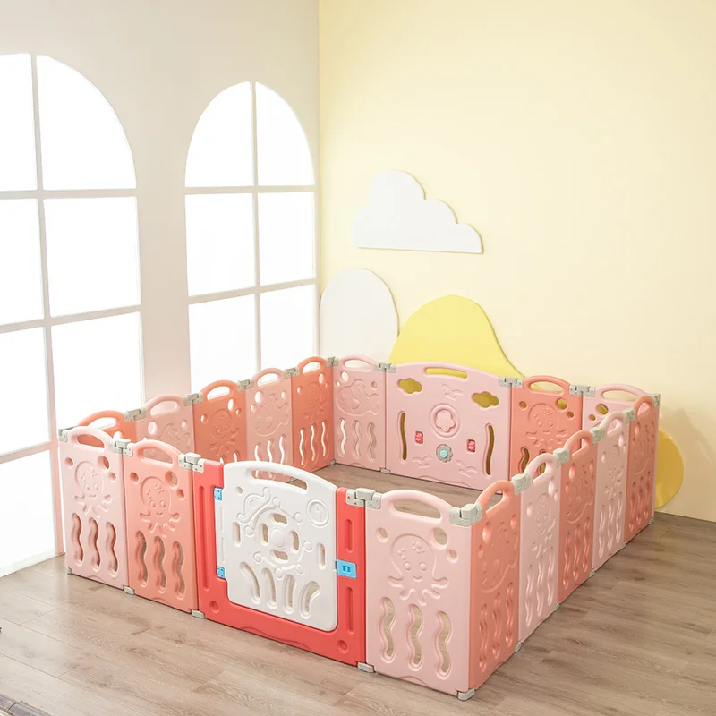 
Popular Customized Good Indoor Large Square Eco Friendly Plastic Baby Care Playpen 16+2 