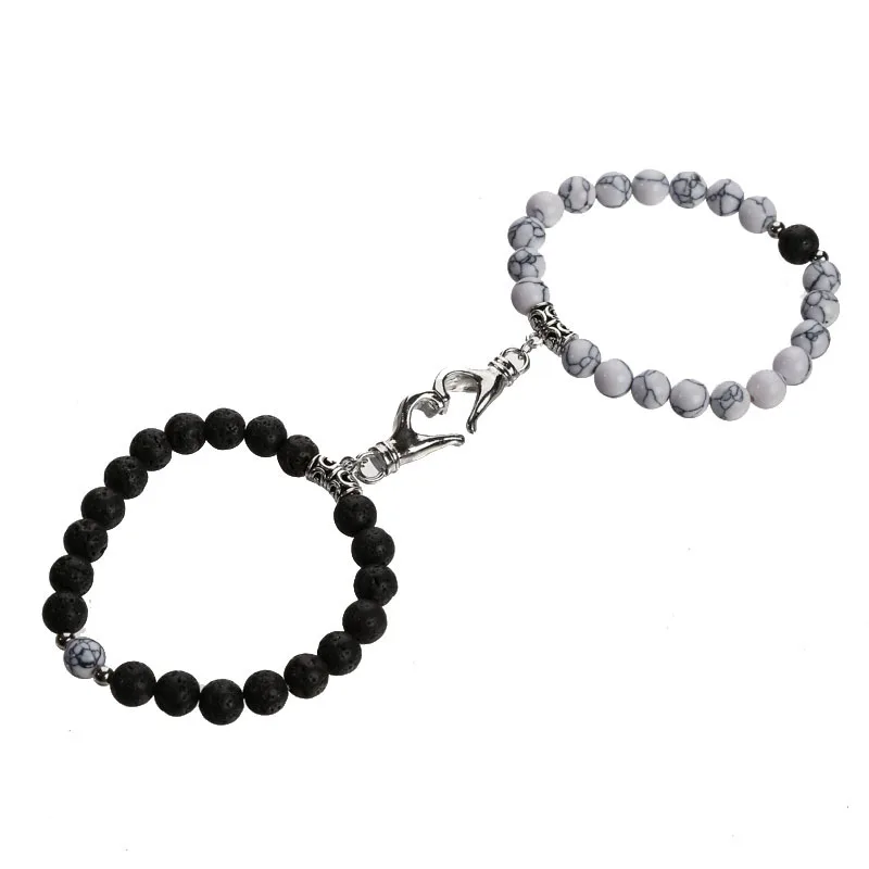 Explosions Joker Luminous Opal Handstring Volcanic Stone White Pine Beaded Bracelets for Couples Alloy Material Gift
