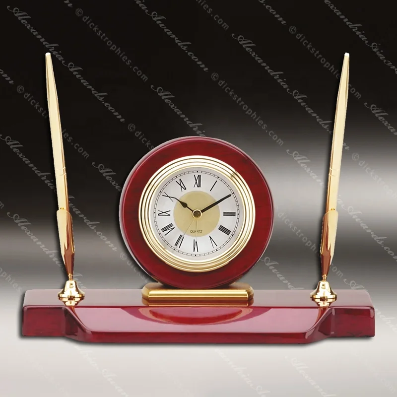 Most Popular Piano Finished  Personalized Desk Clock with  Pen Set