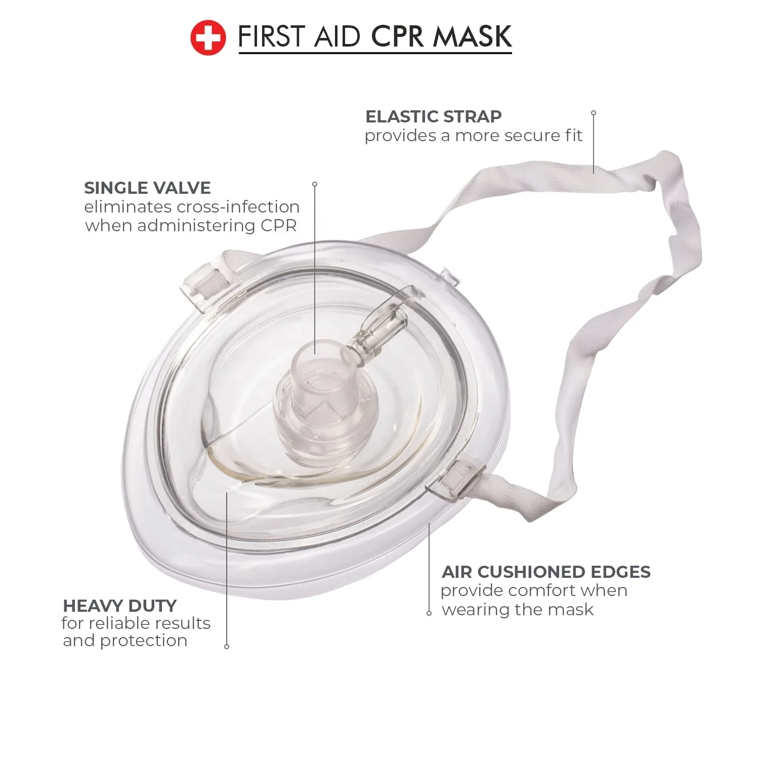 First Aid Medical CPR Mask with Gloves, Alcohol Prep Pads