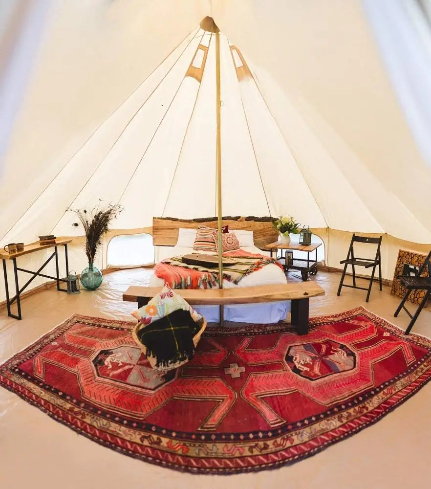 ENJOIN Luxury Outdoor Waterproof Four Season Family Camping and Winter Glamping Cotton Canvas Yurt Bell Tent