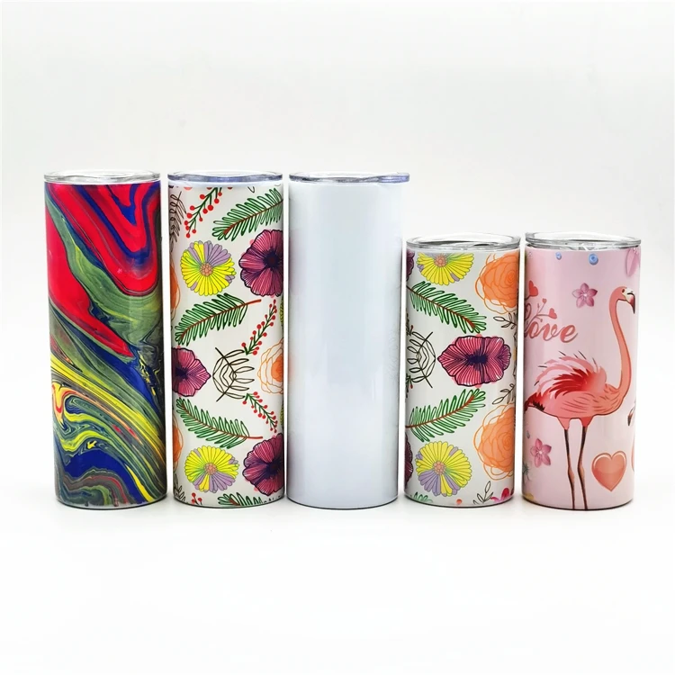 
20 30 oz straight stright colored skinny blank white 20oz 30oz ounce dye sublimation stainless steel tumbler cups in bulk 