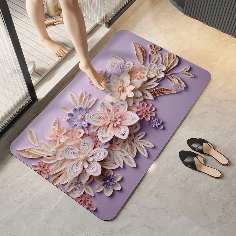 The newly design high quality beautiful Series Super absorbing water rubber material mat 3D bath mat
