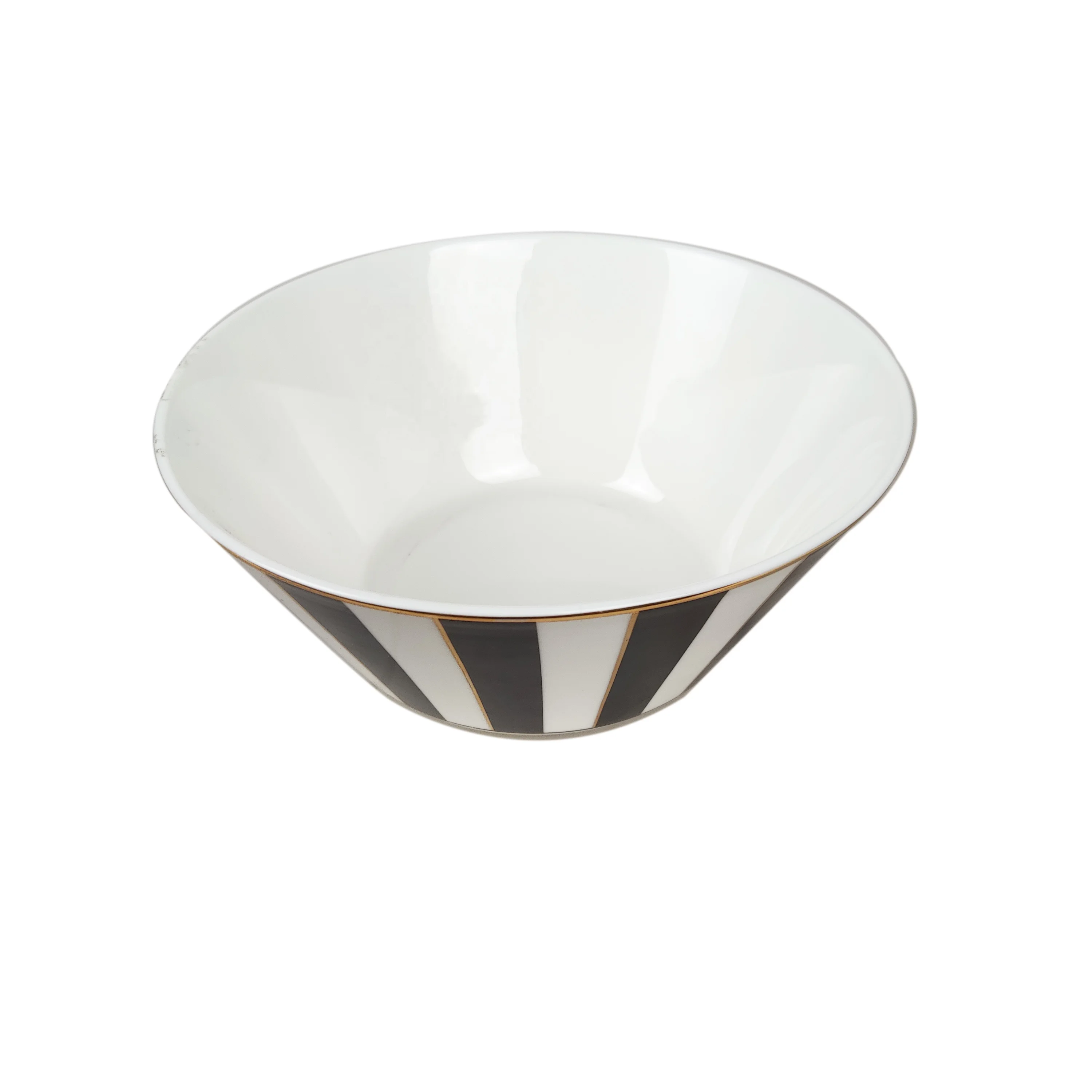 Hot selling Black and white striped design Bone china Korean bowl Dinnerware Set