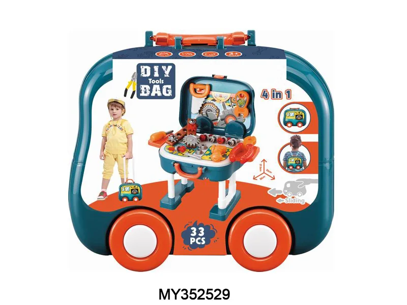 4 IN 1DIY backpack bag car suitcase table cleaning tool set toys 36PCS  kids cleaning toys for girls