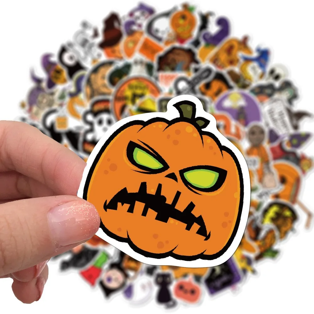 BIGIMAGE OEM Vinyl Waterproof Party Kids Cute Cartoon Vinyl Decals for Laptop Halloween Pumpkin Stickers Pack Set