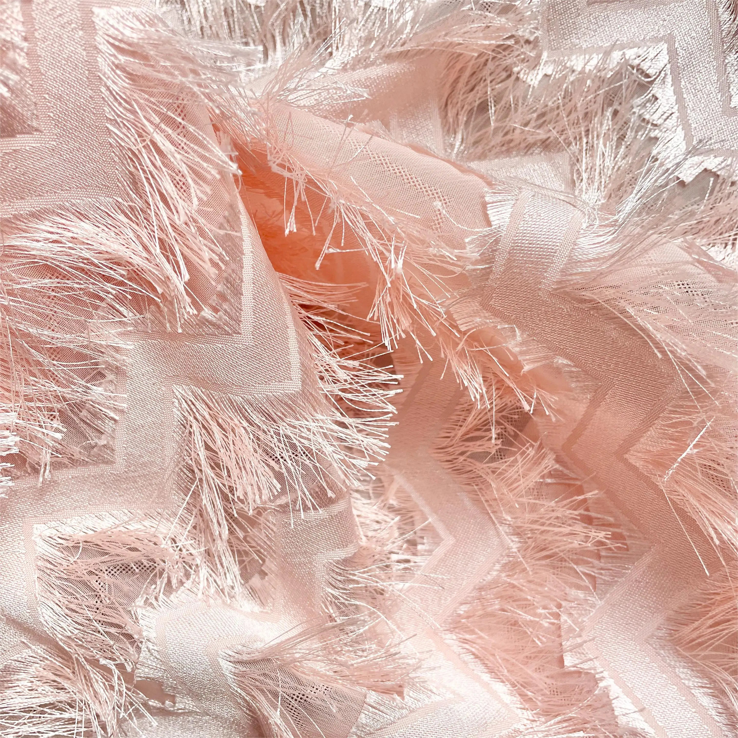 Stylish fashion polyester chiffon fringe fabric tulle embroidered jacquard fabric skirt wedding dress fabric