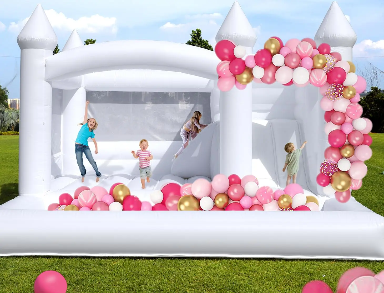 Cheap Blow Up Big White  Wedding Birthday Jumper Bouncing Castle Bounce House With Ball Pit Outdoor Show