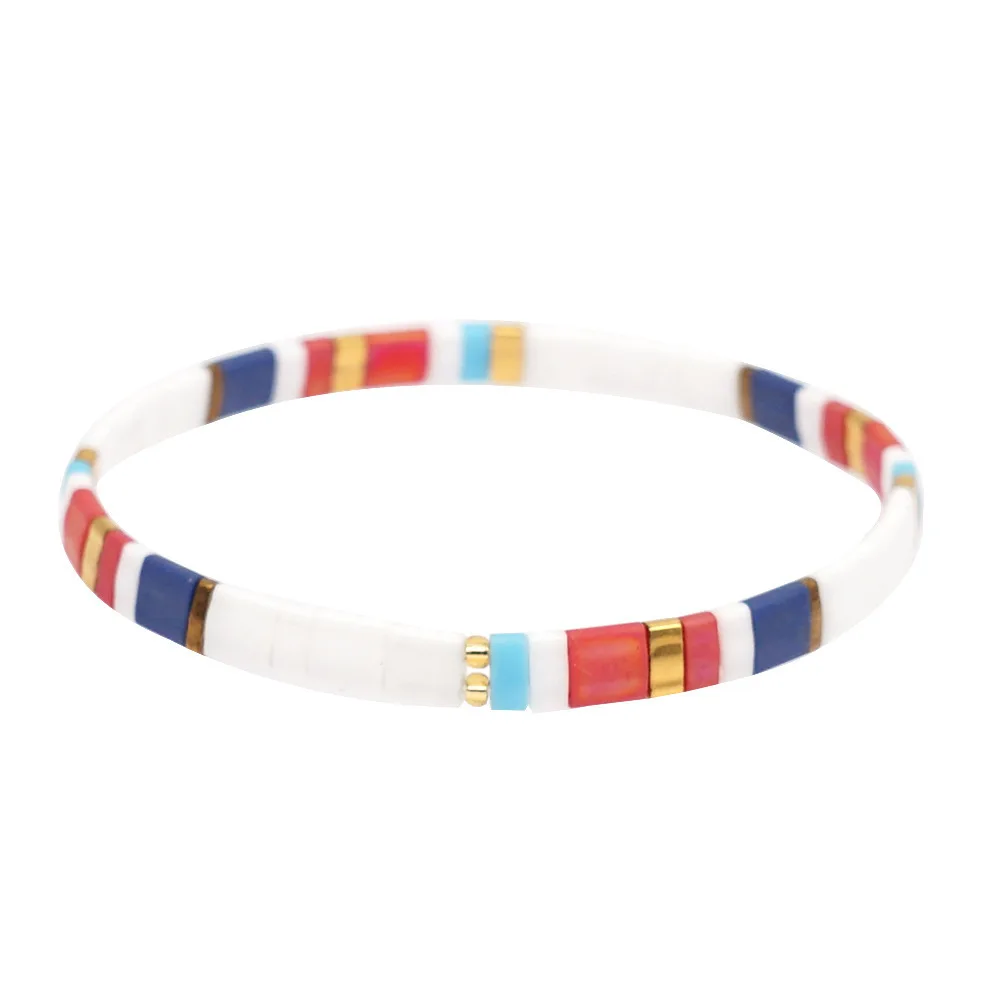 Minimalist Bohe 35 Colorful Miyuki Tila Beaded Bracelet Bohe Handmade Stacking Flat Beads Bracelet For Women Jewelry
