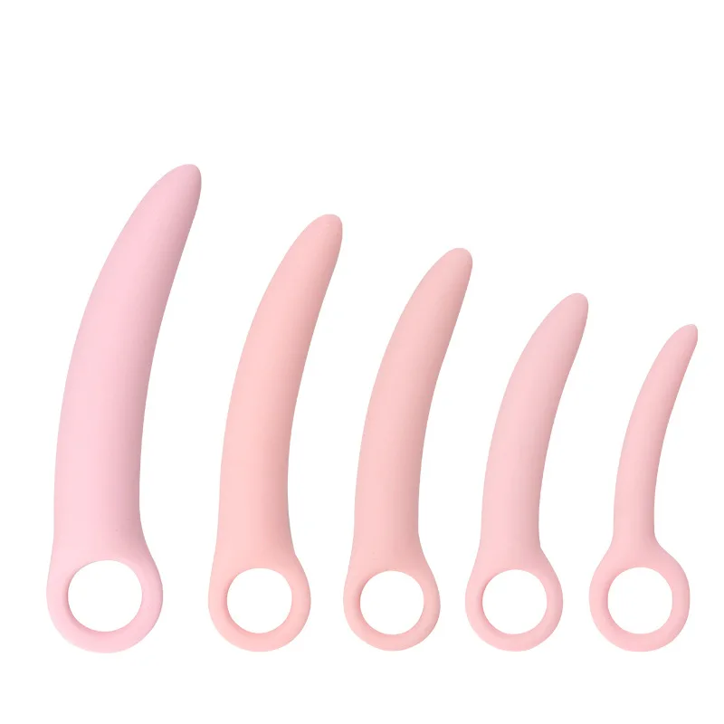 Soft 5 Piece Silicone Vaginal Dilator Set Vaginismus Anal Plug toys Dilator Vagina Relief From Painful Sex