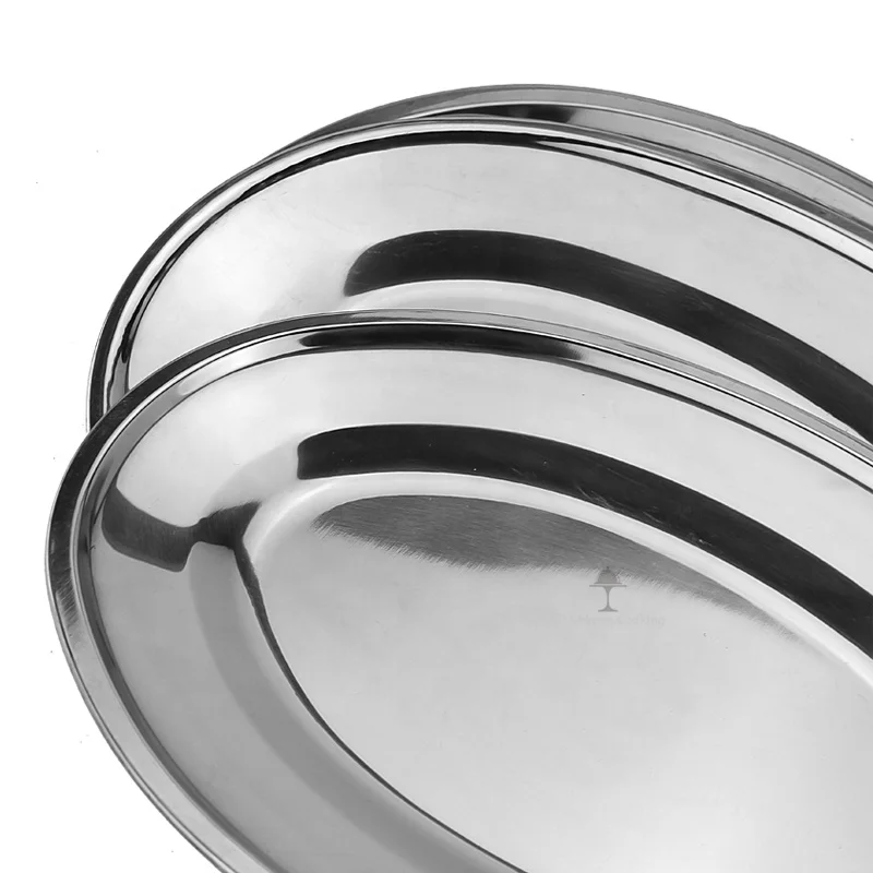 Factory direct customizable stainless steel oval serving tray
