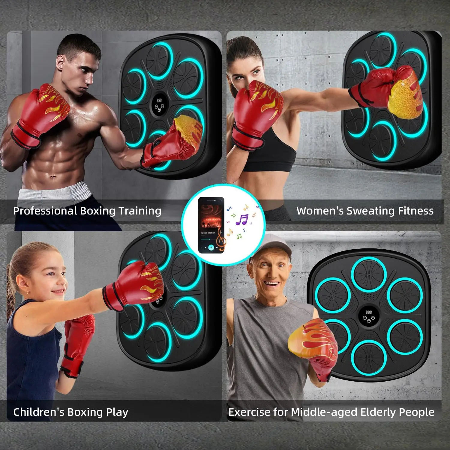 Music Boxing Machine Wall Mounted Smart Bluetooth Music Boxing Trainerelectronic Boxing Target Training Punching Equipment