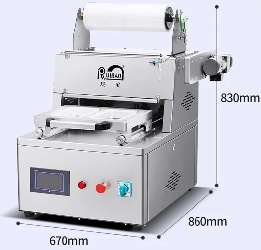 tabletop MAP tray sealing machine food atmosfera modificada packing machinewith automatic film cut