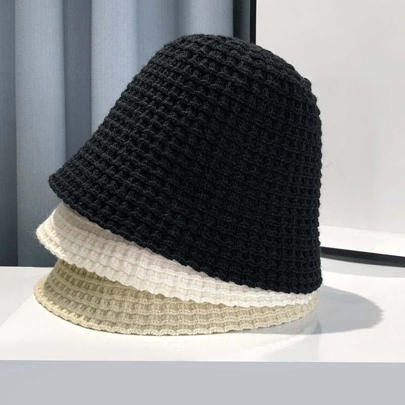 Wholesale Female Winter Hat Soft Crochet Bucket Hats Fashion Knitted Crochet Bucket Hats for Women