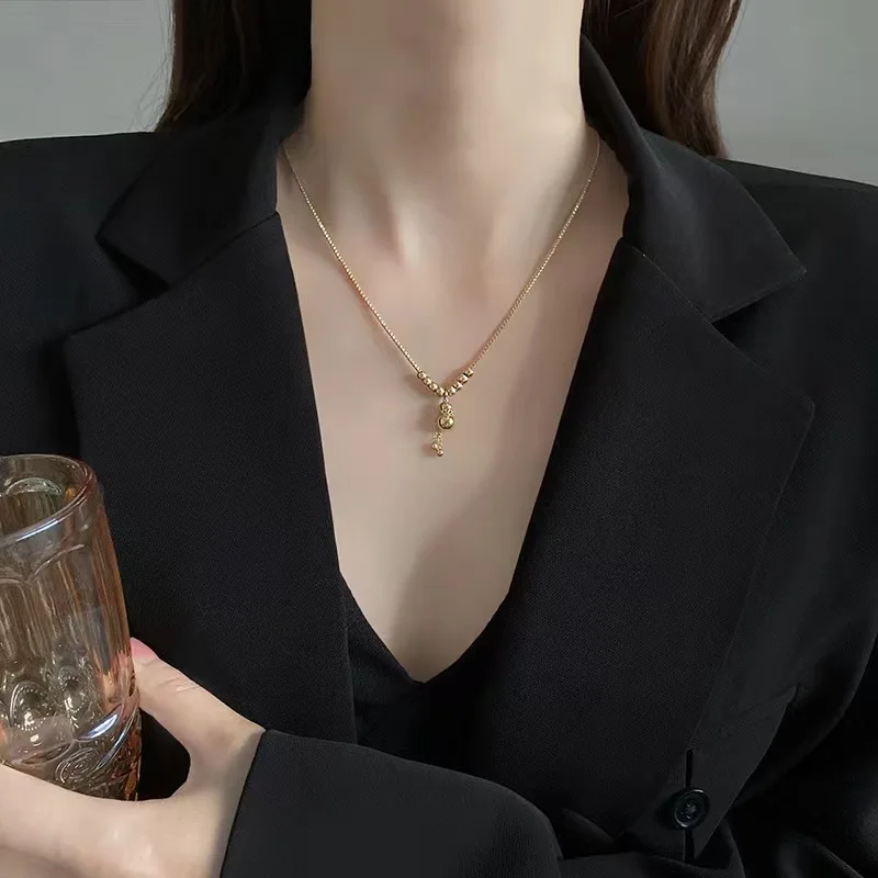 Stainless steel jewelry wholesale, titanium steel gold gourd pendant necklace, Chinese design necklace