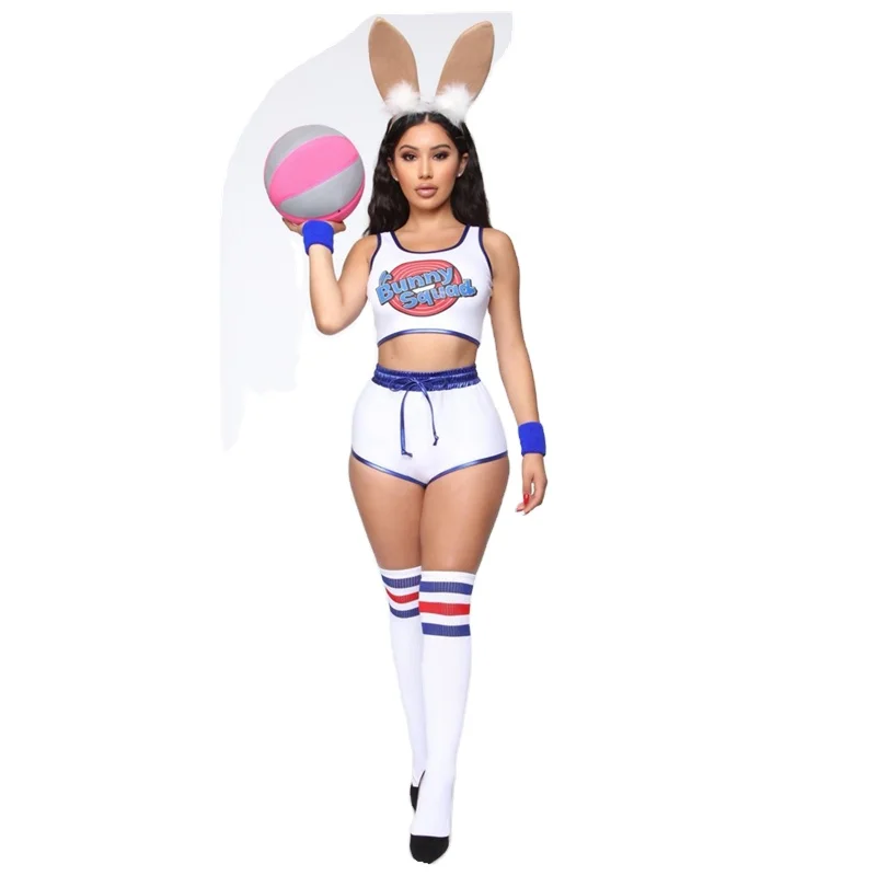 Костюм для косплея Lola Bunny Rabbit сексуальные костюмы кролика женская одежда вечеринки на Хэллоуин топы шорты комплект