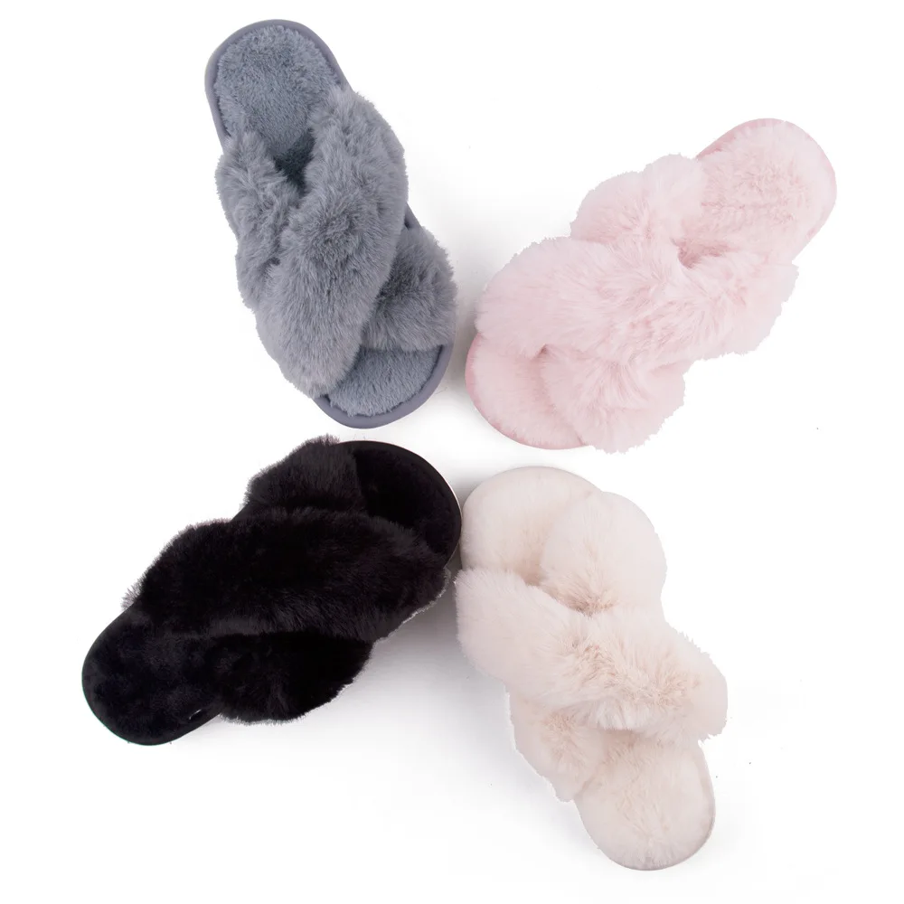 Popular slides sandals soft lamb fur slippers