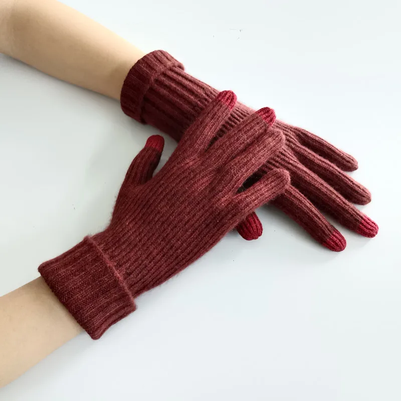 Japan Korea Style New Pure Cashmere Fashion Knitted Gloves Lady Jacquard Touch Screen Gloves Keep Warm Winter Gloves