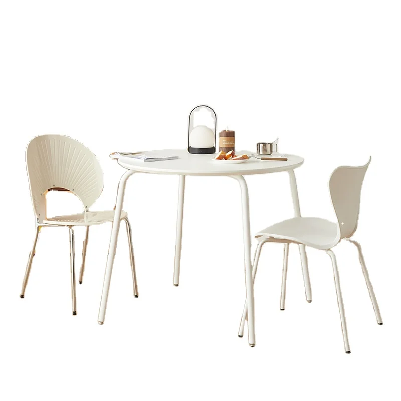 Nordic modern classic round white mid-ancient table for  dining and study living room