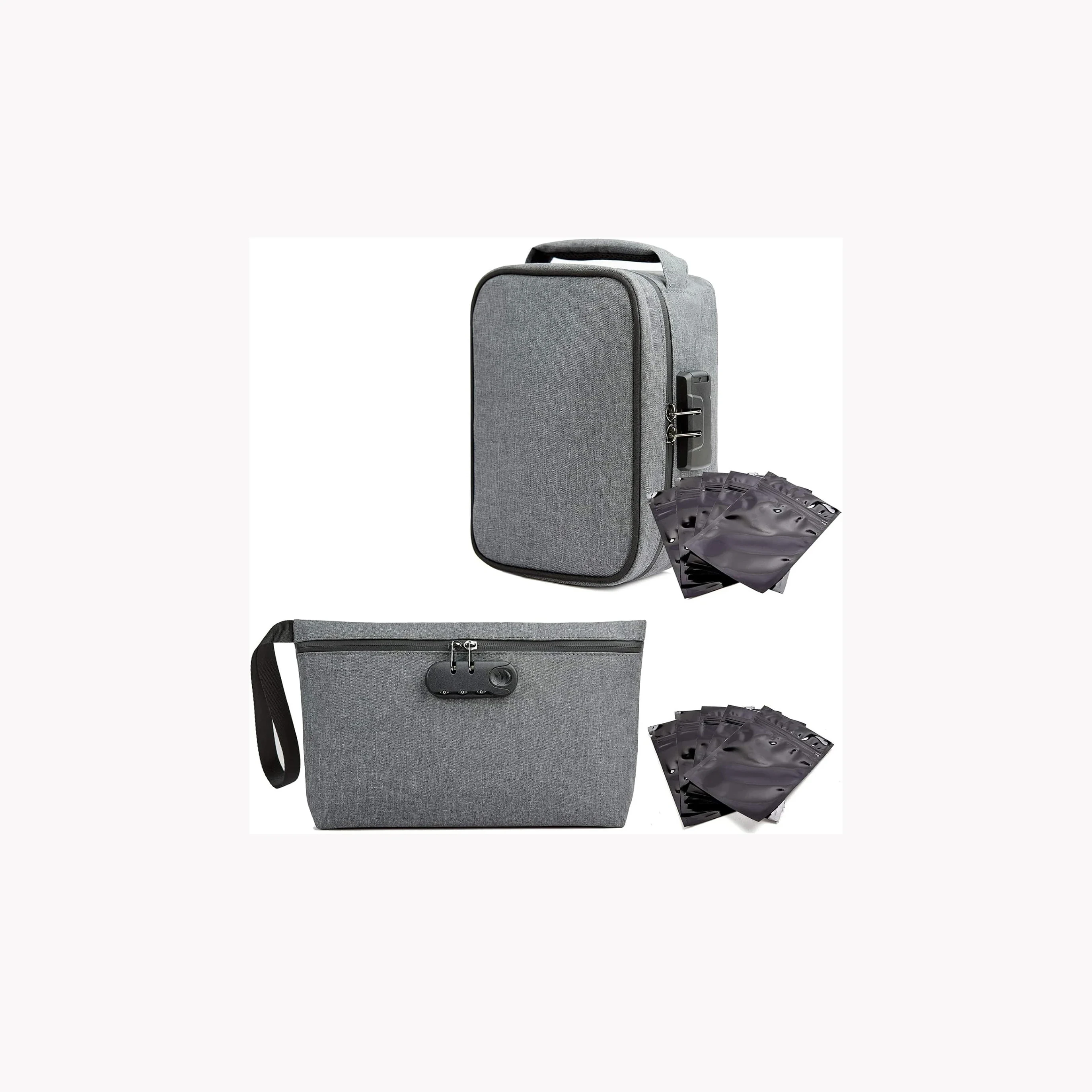 Large Waterproof Storage Bag Box with Combination Lock Portable Travel Storage Case with 5 Resealable Ziplock Bags Accessories