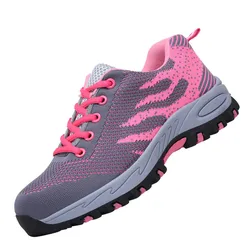 Women Breathable Light Steel Head Protective Shoes in Summer Leisure Safety Work Shoes