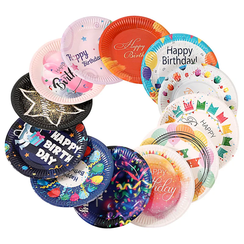 Custom Birthday Party color paper plates Disposable Paper Plate Tableware Party Paper Plates Birthday Party Supplies