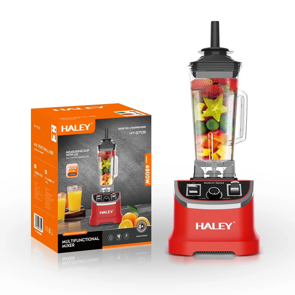 HALEY 2L 4800W 7630 Motor Silver Crest High Speed 15 Gears Big Powerful Smoothies Large Commercial Blender Heavy Duty Blender