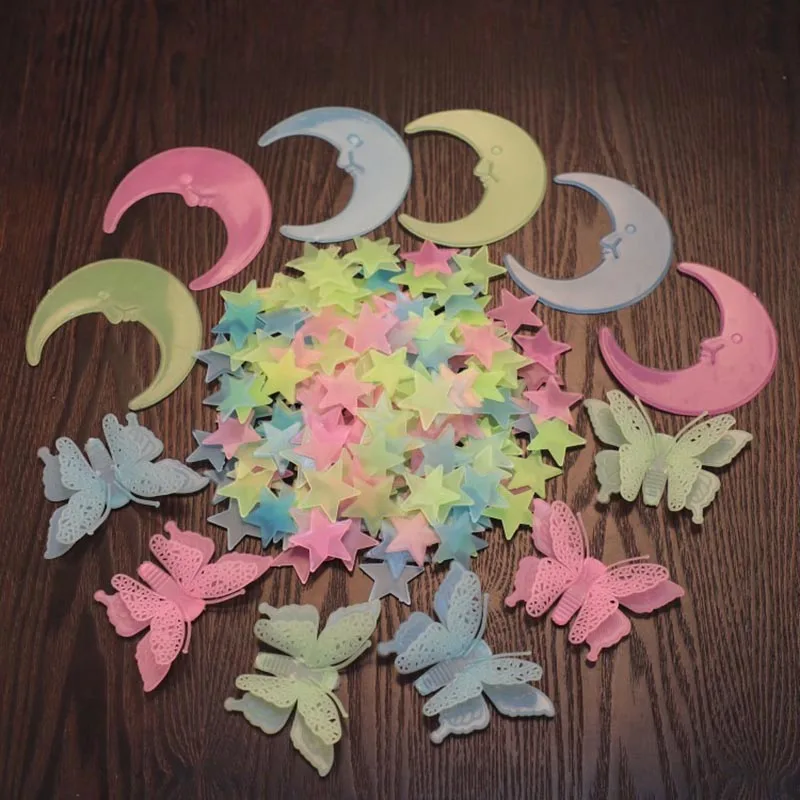 Home Decor Fluorescent 3D Glow in The Dark Night Glow Kids Wall Stickers