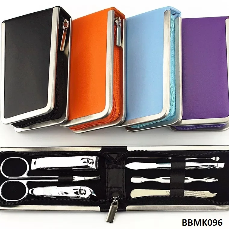 Customized manufacturing stainless steel 7pcs manicure pedicure nail care clippers tool set in folding case