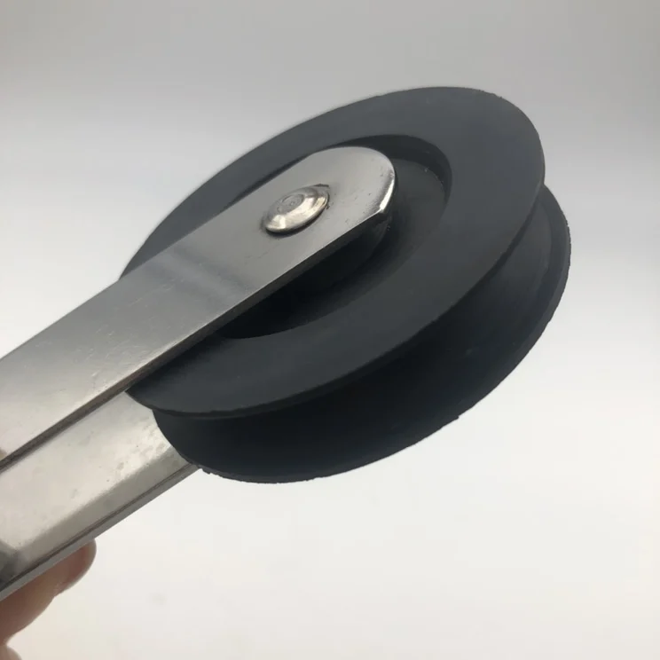 Factory 65mm Stainless Steel Rope Pulley with Hook Nylon Pulley Block for Marine Use