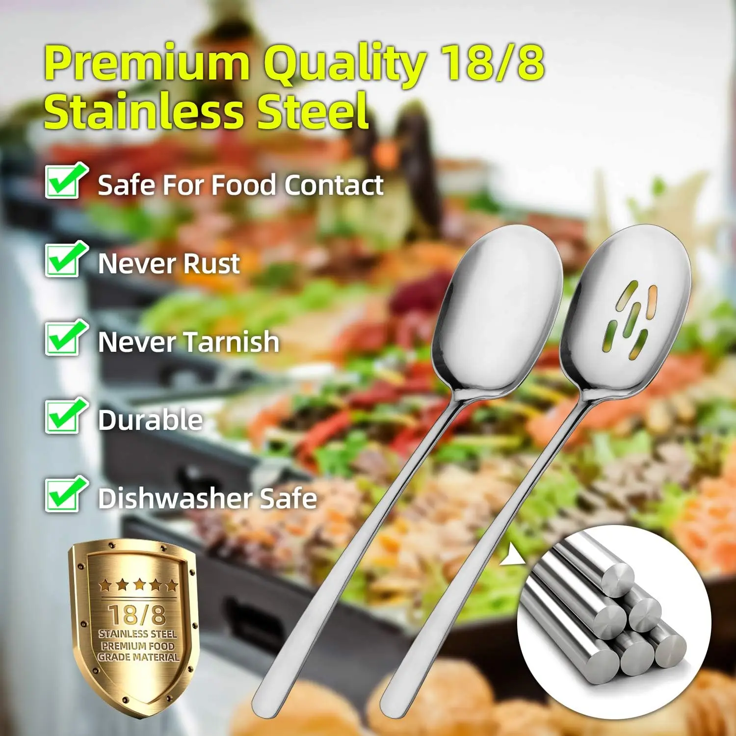 Stainless steel shared spoon, serving spoon, chopstick, extended large serving spoon, hotel large serving spoon, serving leak