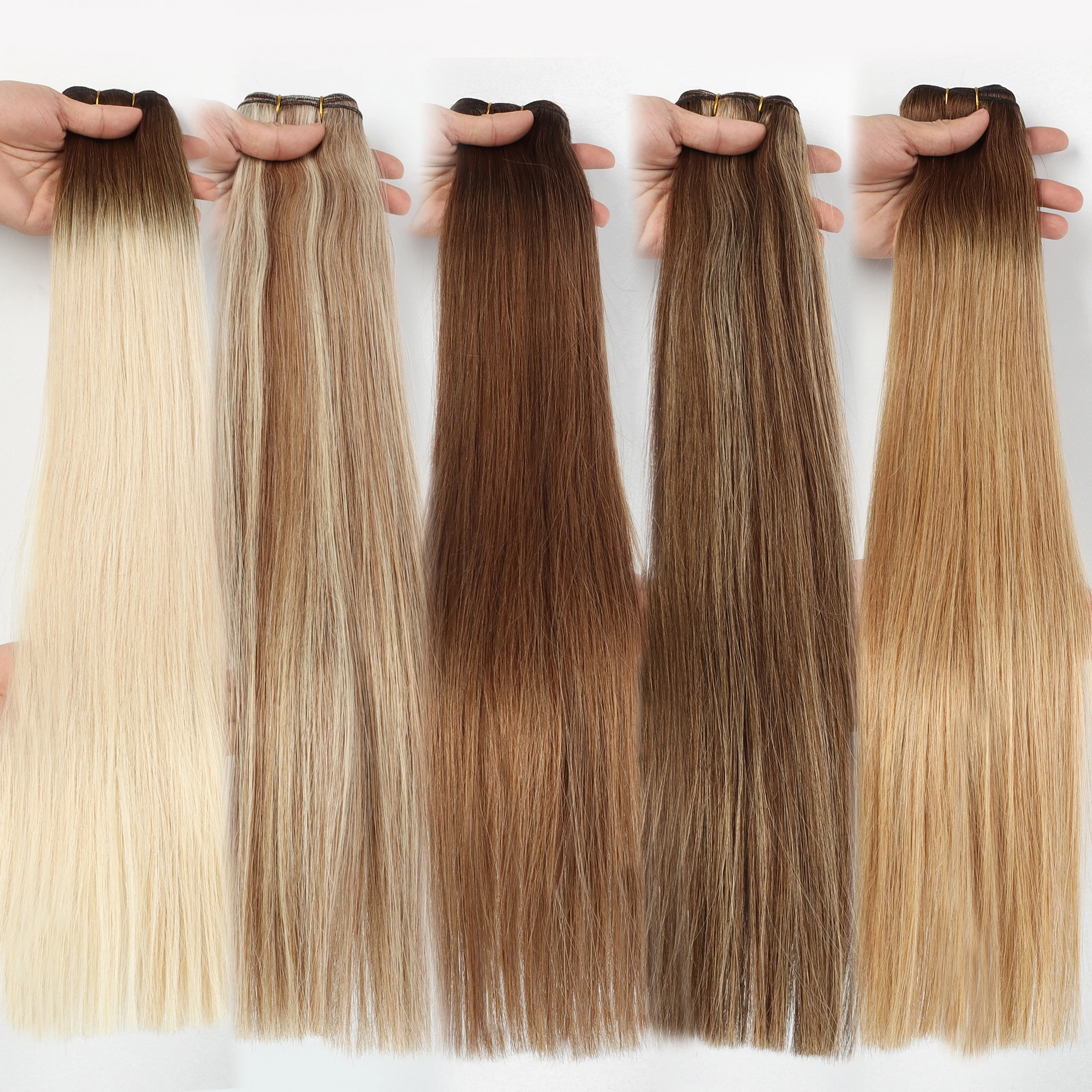 Raw Hair Russian Thin Invisible Machine Double Drawn Genius Weft 100% Machine Virgin Human Braiding Hair Weft