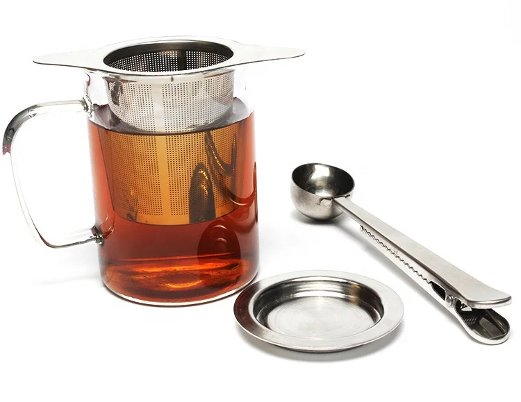 Wholesale amazon hotsale No Plastic 304 Loose Leaf  tea infuser strainers filters mesh  stainless steel with floding handle