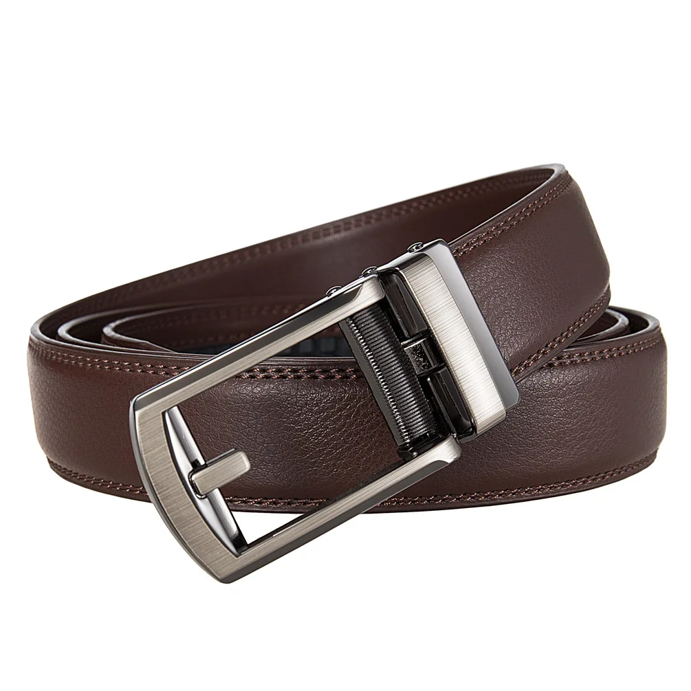 Black Brown Luxury Designer Buckle Custom Logo Automatic Ratchet Real Leather Belt Genuine Leather Belts Men Belt