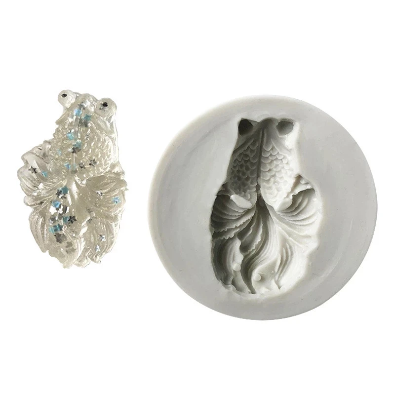XGY-32 New 3D 3 Size Goldfish Shape Silicone Fondant Mould 3 pcs per set