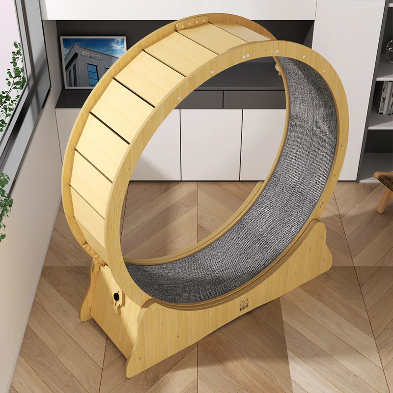 Cute Cat Toys Running Wheel Treadmill Roller and Climbing Frame Quiet Pet Exerciser Cat Run Sustainable Wood Carton 16 REPTILES
