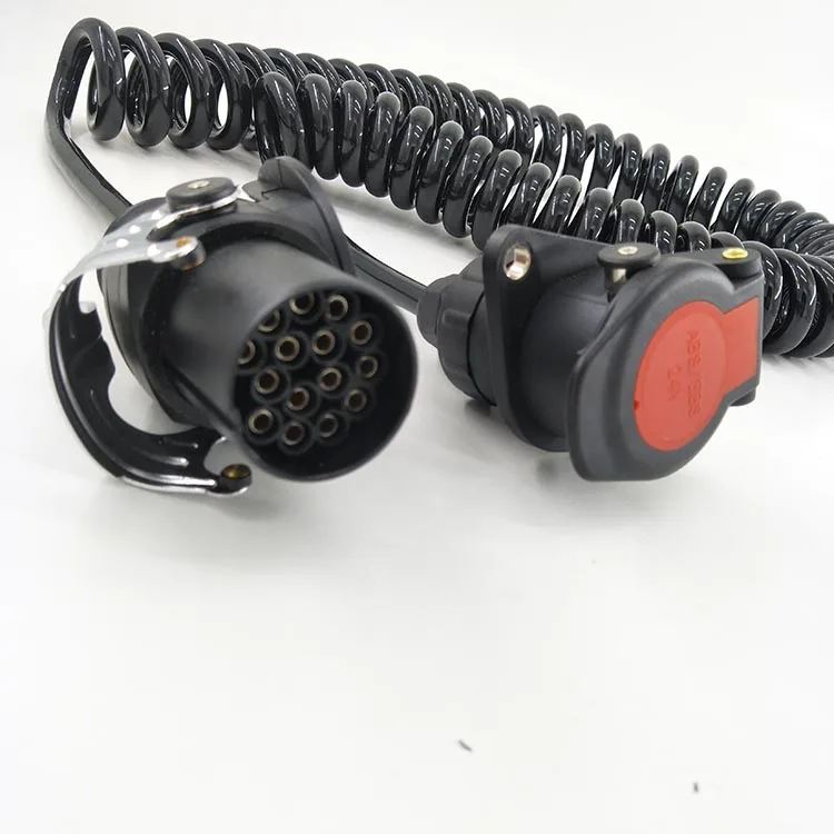 
7 Core ABS Pur Shielded Electric Power Wire Plug Spiral Cord Custom 15 Pin Truck Trailer Cable 