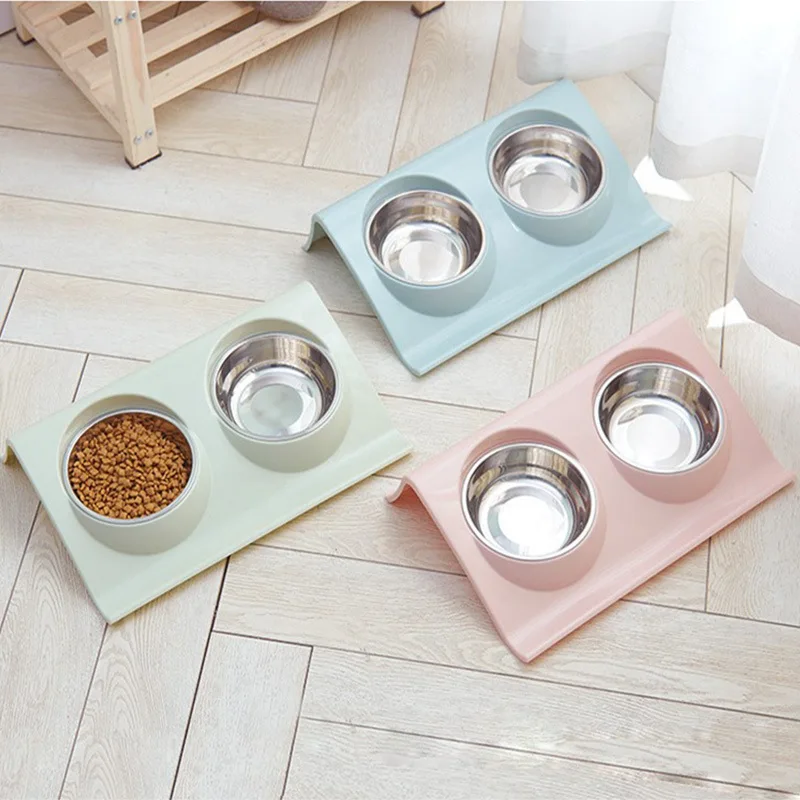 Factory Price Premium Stainless Steel Pet Double Bowls and Feeders With No-Spill Resin Station Stainless Steel Pet Bowl